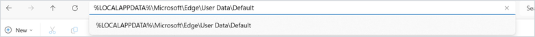 Alamat folder konfigurasi Microsoft Edge ditempel di address bar File Explorer