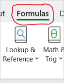 Tab Formulas di ribbon Microsoft Excel
