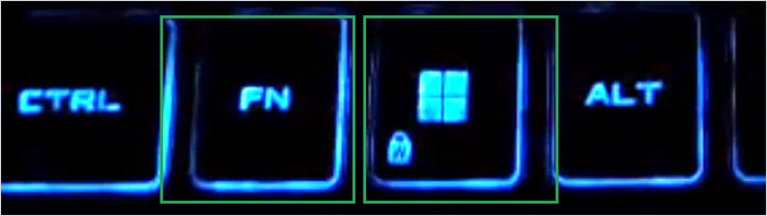 Letak tombol FN dan tombol Windows di baris paling bawah keyboard laptop